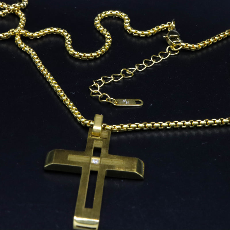 Lux Haus Gold Cross with Diamond