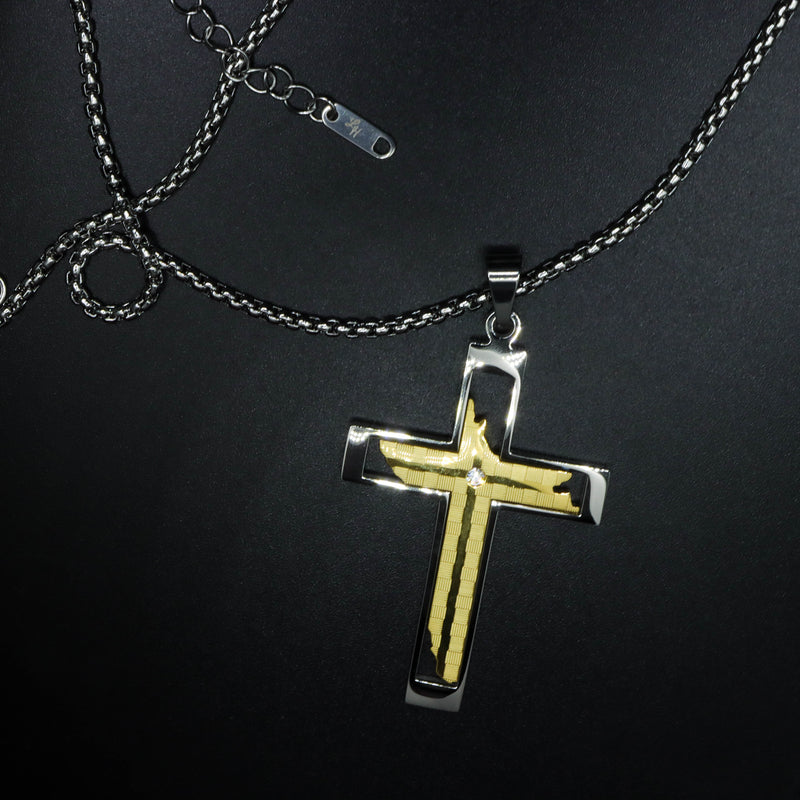 Lux Haus Gold and Silver Cross with Chain