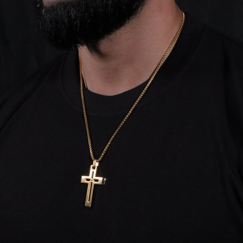 Lux Haus Gold Cross with Diamond