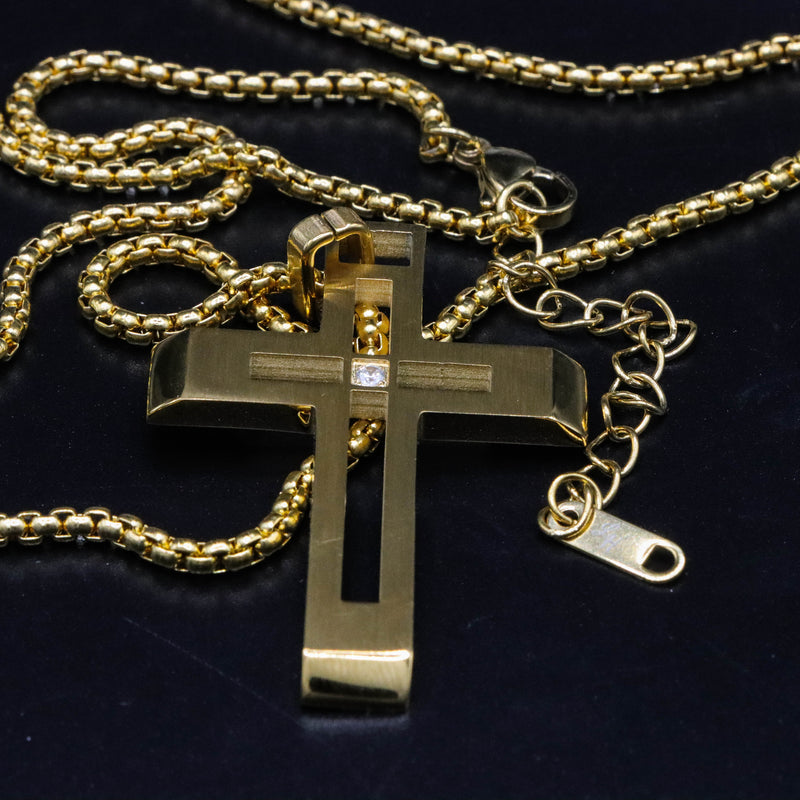 Lux Haus Gold Cross with Diamond