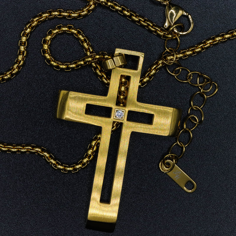 Lux Haus Gold Cross with Diamond