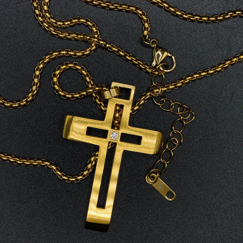 Lux Haus Gold Cross with Diamond