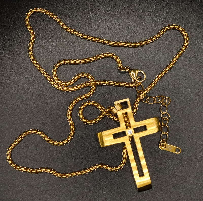 Lux Haus Gold Cross with Diamond