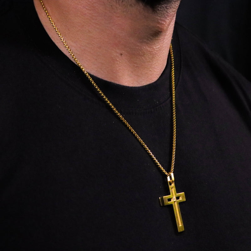 Lux Haus Gold Cross with Diamond