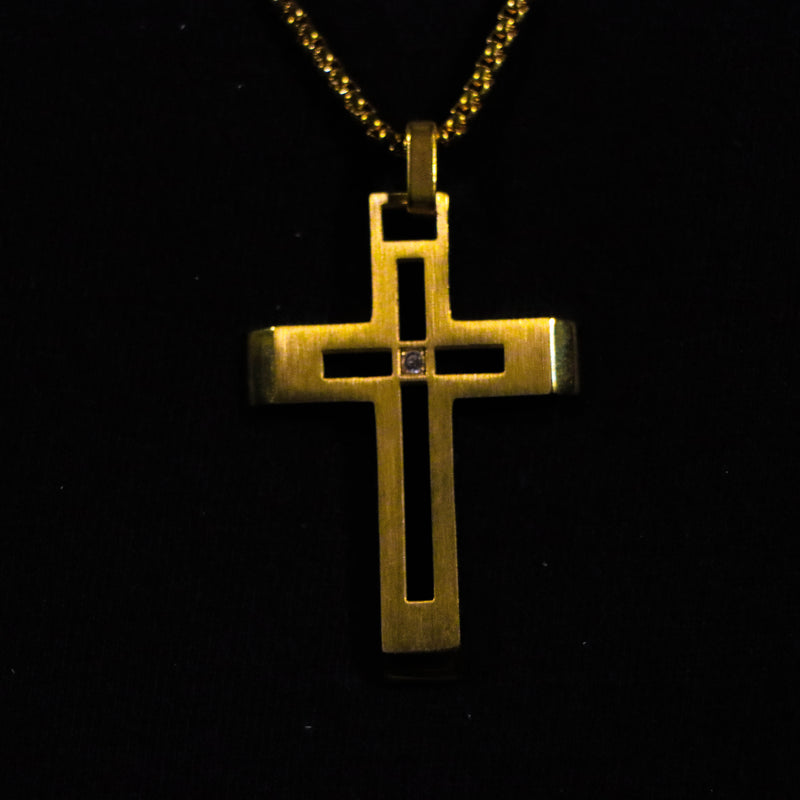 Lux Haus Gold Cross with Diamond