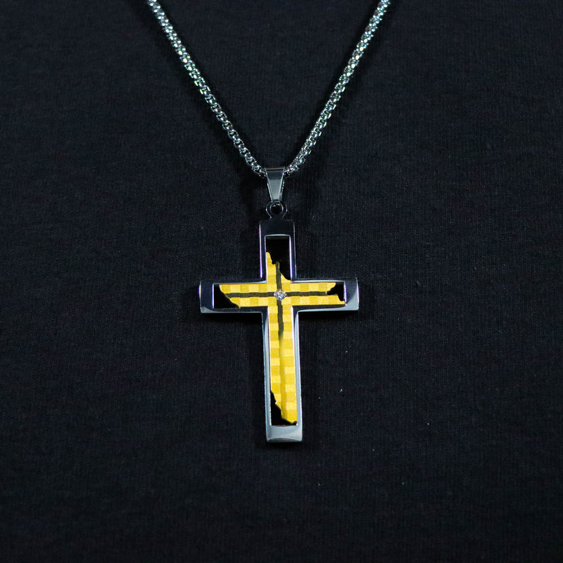 Lux Haus Gold and Silver Cross with Chain