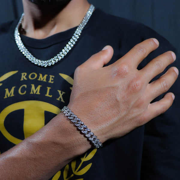 Iced Out Miami Cuban Bracelet in White Gold (8mm)